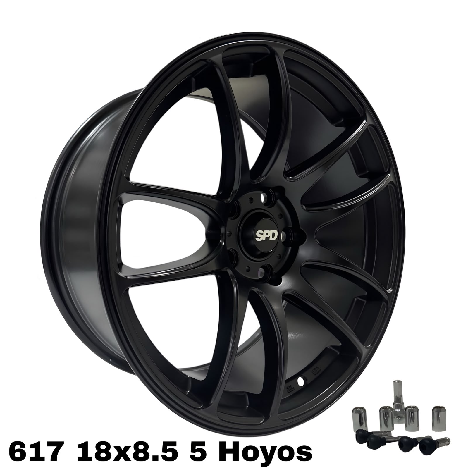 WhatsApp Image 2026-10-21 at 11.28.17 AM MW 617 18X8.5 5*114.3 SATIN BLACK - Imagen 1
