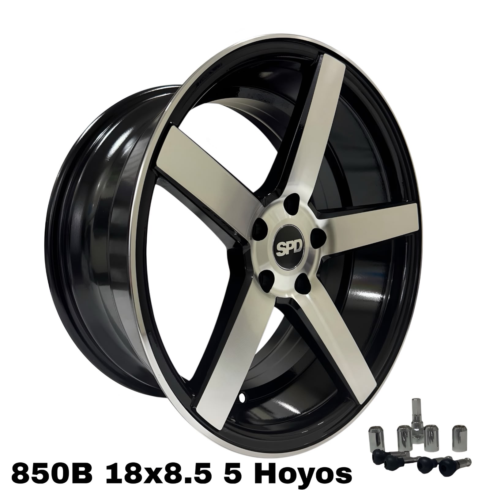 WhatsApp Image 2026-10-21 at 11.36.39 AM MW 850 18X8.5 5*114.3 GLOS BLACK MACHINED - Imagen 1